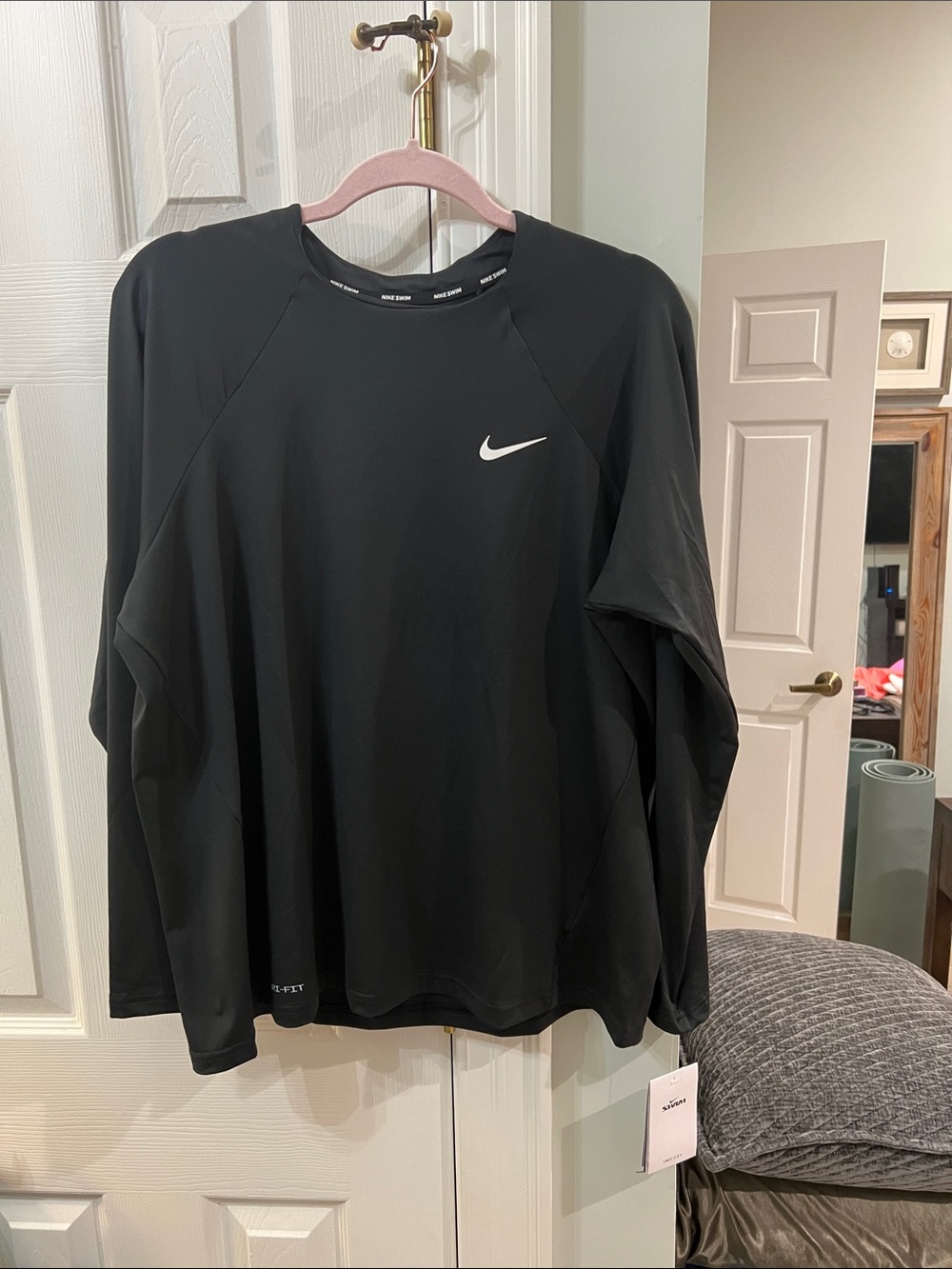 Nike Black Long Sleeve Performance Top Dri Fit Swim UV UPF 40
